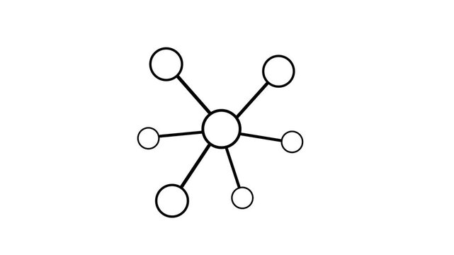 Minimalist Network Hub Line Animation on White Background. Digital Infrastructure, Centralized Data Server Connection, Global Communication System, and Technology Infrastructure Graphic