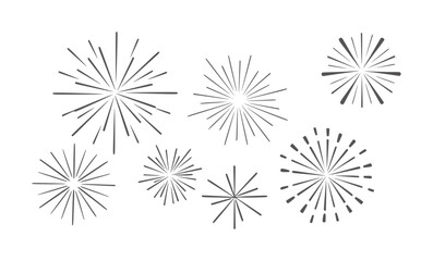 Obraz premium Collection of eight dark grey sunburst starburst white
