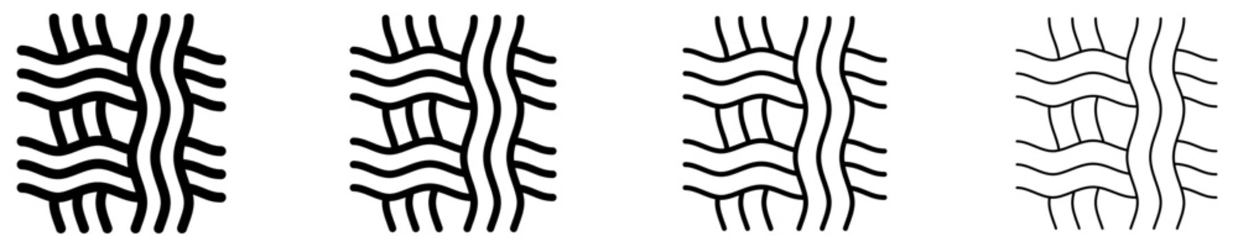 Set of woven thread or fabric texture icons, symbols for textile industry, materials, organic structure, quality, and manufacturing. Vector illustration