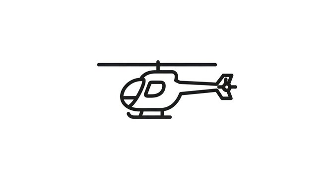 Simple Black Line Helicopter Icon.