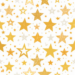 Obraz premium Seamless Pattern of Golden and White Stars on White Background