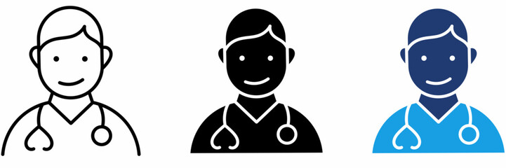 Fototapeta premium Medical Doctor Avatar And Healthcare Professional Icon Collection. Containing Physician, Surgeon, Practitioner, Staff and more icons.
