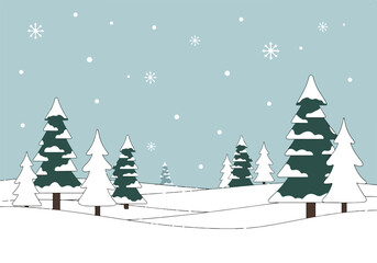 Snowy forest scene with coniferous trees © Umia