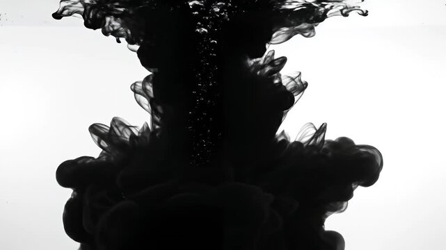 Black ink dispersing in water