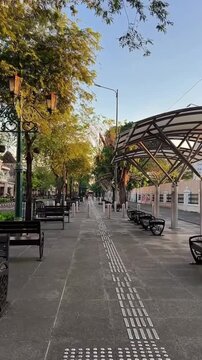 POV Strolling Along the Peaceful Malioboro Pedestrian Area, Yogyakarta