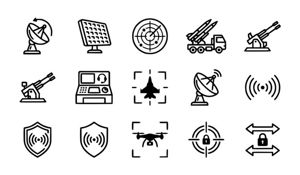Military, defense and security icon set
