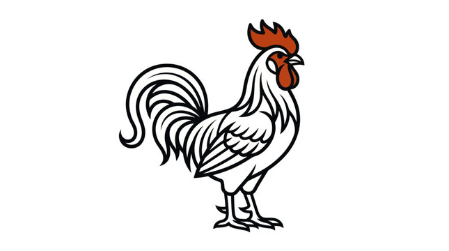 Stylized Rooster Illustration - Farm Animal Icon