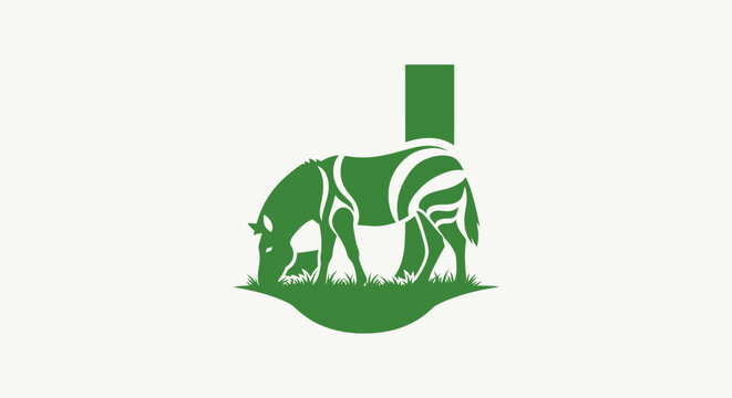 Green zebra and rhino logo design illustration.
