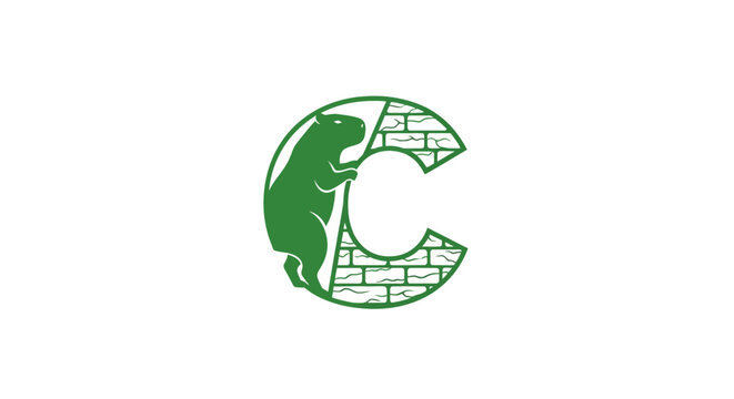 Green Lizard Logo with Brick Pattern Design.