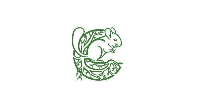 Intricate green squirrel illustration with detailed patterns.