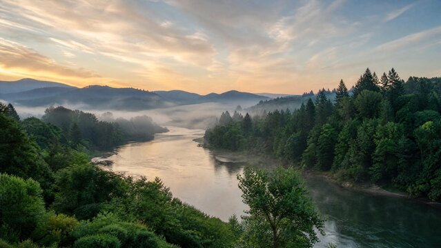 willamette. Willamette River winding through misty Oregon valley at sunrise. travel magazines, destination branding, designed for travel destination branding, used by clinicians.
