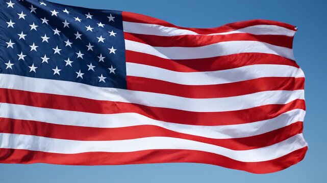 American flag waving in sky