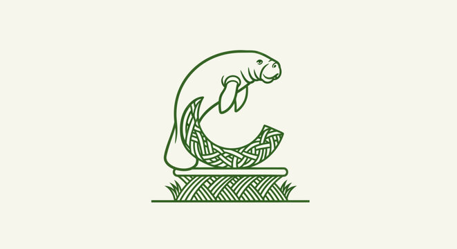 Green fish jumping over woven basket illustration.
