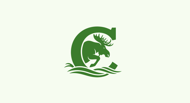 Green Moose Head Logo with Curved Tail Design.