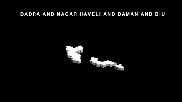 Dadra and nagar haveli and daman and diu 3d map animation