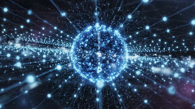 Abstract digital network with glowing nodes