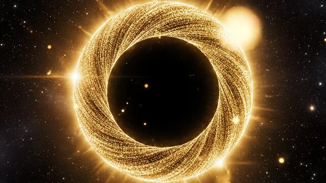 Golden ring in space with stars