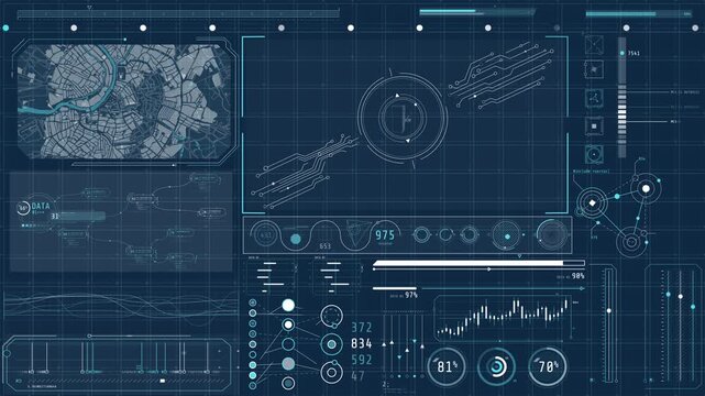 Animation of a high-tech dashboard for data collection and analysis