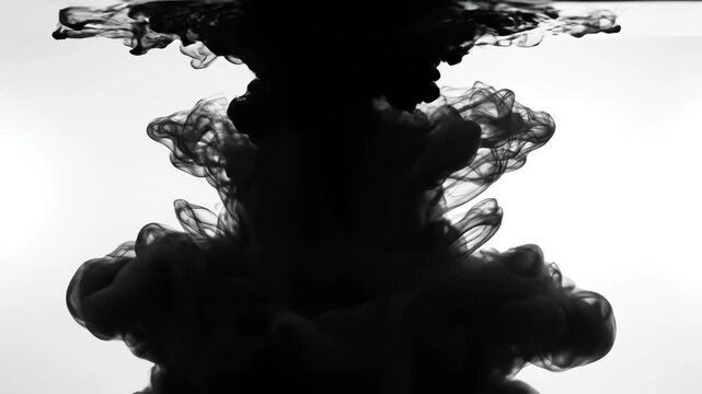 Black ink dispersing in water