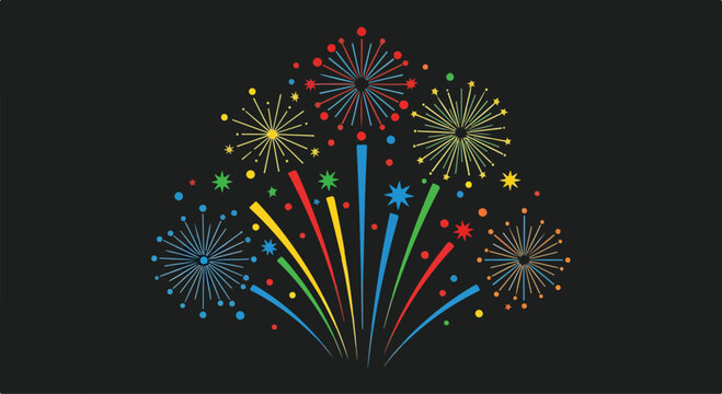 Colorful festive fireworks exploding