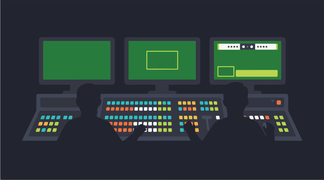 Football Livestream Production Team Managing Broadcast Control Room Operations