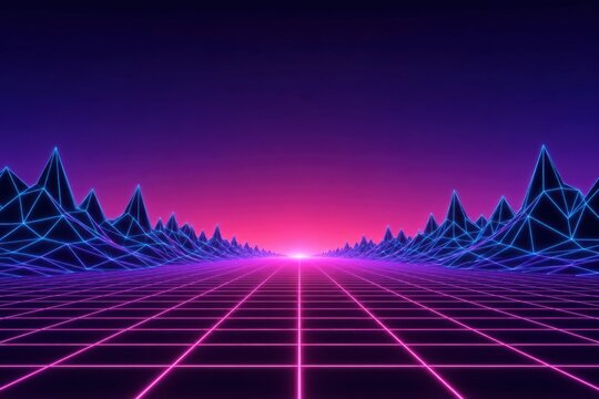 Abs Neon Wireframe Grid Perspective