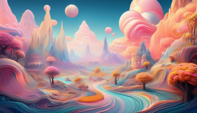 Artwork Featuring Fantasy Surreal Landscapes In Pastel Colors