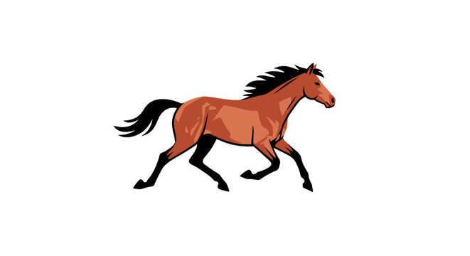 Brown Horse Running Fast Outdoors Freely.