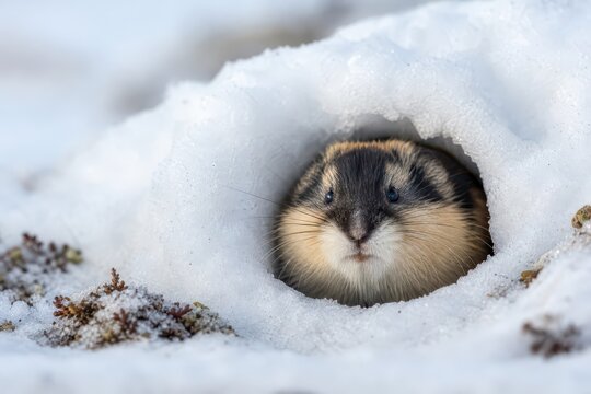 Polar Lemming Snow Burrow