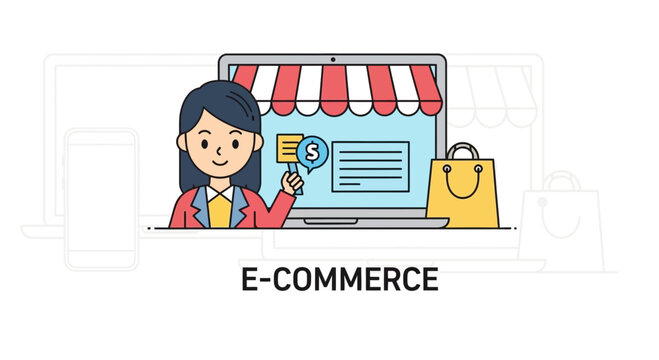 Illustration of Online Shopping and E-Commerce Concepts Explained