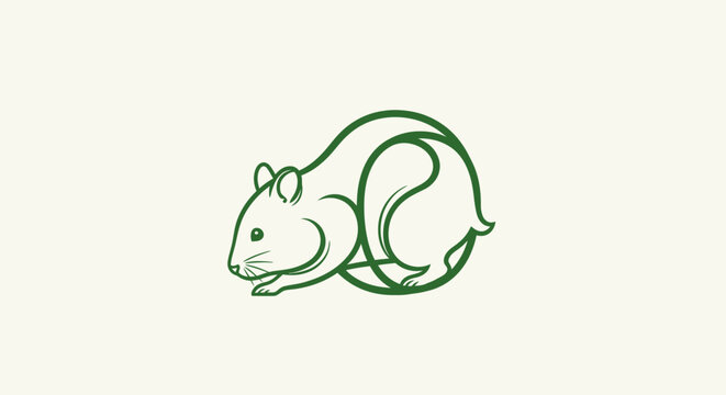 Cute green cartoon hamster illustration with curled tail.