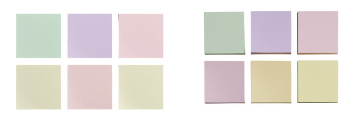 Fototapeta premium Colorful pastel sticky notes on a transparent background for organization and planning