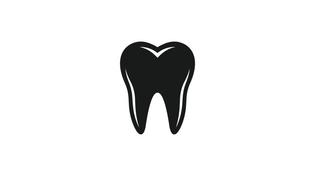 Minimalist black vector illustration of a single human tooth design for professional dental medical branding