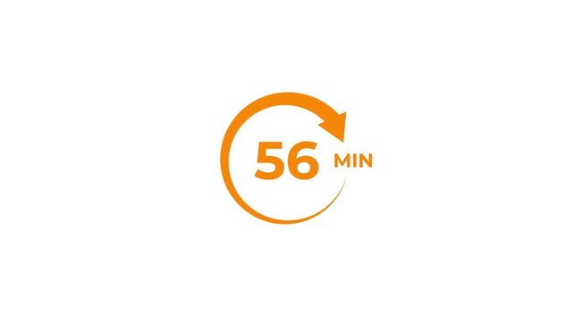 circle arrow 56 min in a and clean animation on a white background