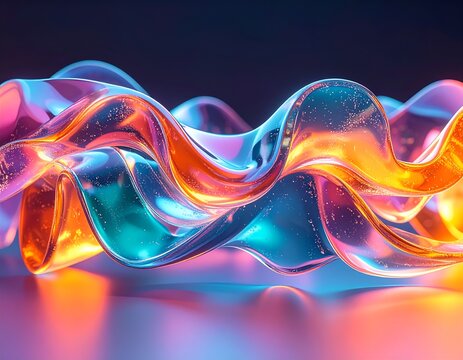 Transparent distorted jelly blocks surreal abstract background
