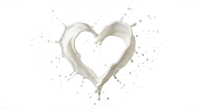 Milk splash in the shape of a heart isolated on white background