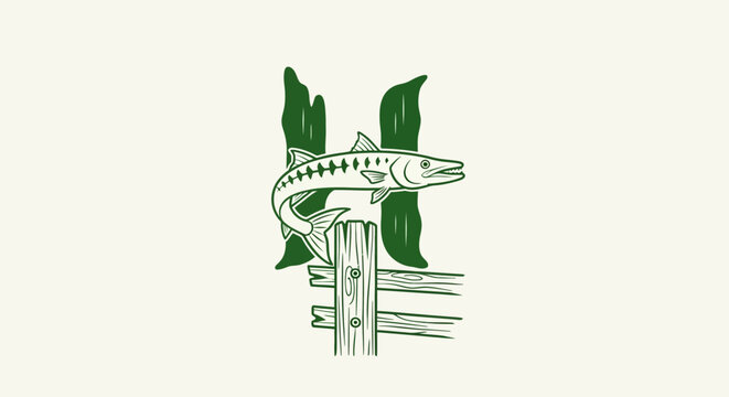 Green alligator illustration with plant leaves design.
