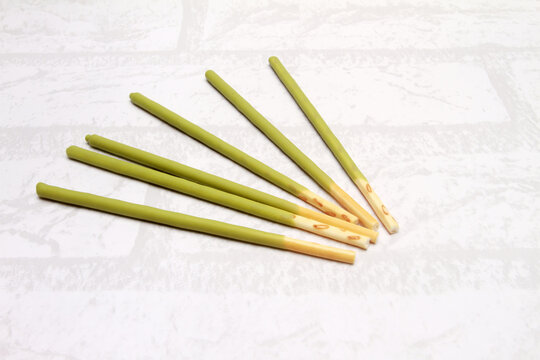 stick biscuits on white background