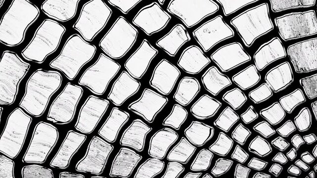 Abstract black and white ferrofluid pattern evolving