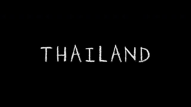 Animated handwriting of the word thailand on a black background