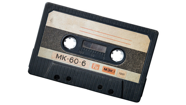 Vintage soviet audio cassette tape mk606 isolated on transparent background