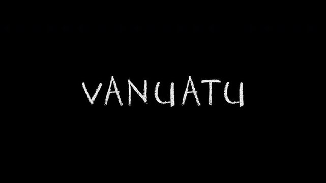 Vanuatu word appearing on a black background
