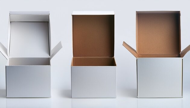 gift carton mockup white box in closed open inverted and unpacked form