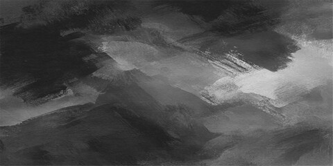 Grunge world map on black background with mountains clouds ocean snow and winter landscape © BIG PROBLEM
