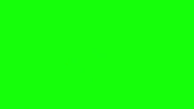 Flying Cartoon Airplane with Red Propeller Against Bright Green Background