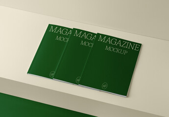 Three Lying Hardcover Magazine Mockups