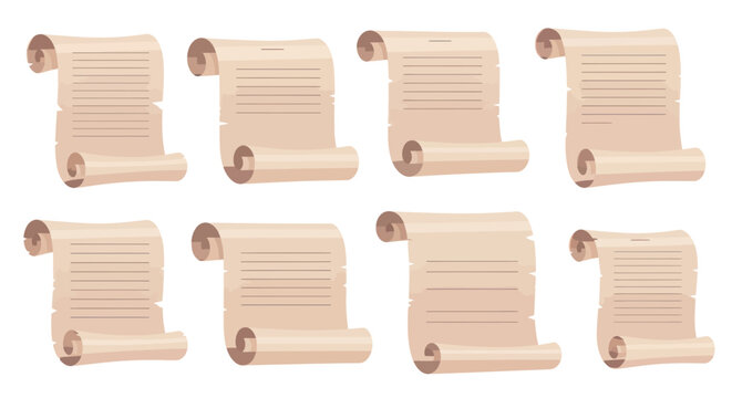 Ancient parchment paper scrolls with horizontal lines for text