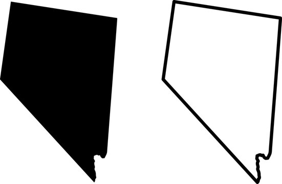 Map of nevada state, outline and silhouette isolated on white background