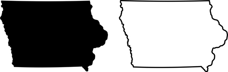 Silhouette and outline map of the state of iowa isolated on white background © MOHAMMAD RABBI