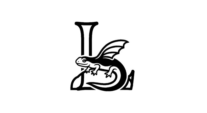 Stylized Lizard Letter L Logo Design.